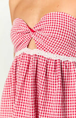 Maisie Red Gingham Strapless Mini Dress Image