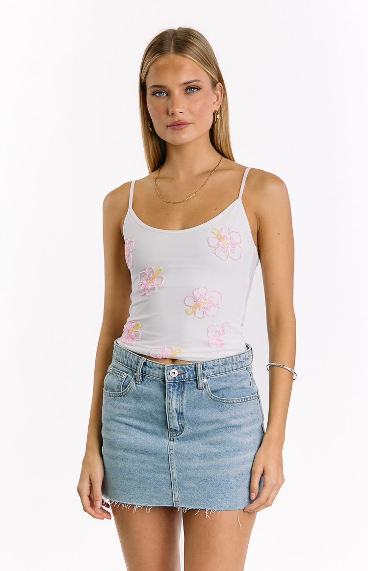 Mallorie White Beaded Top Image