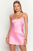 Marbelle Hot Pink Satin Mini Dress