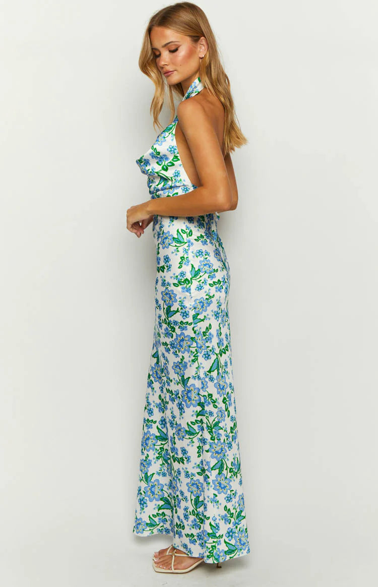 beginning boutique blue floral dress Penny Lane Blue Floral Mini Dress - US 4