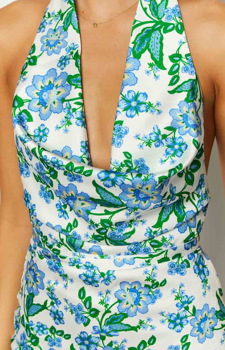 Marcella Blue Floral Formal Maxi Dress Image