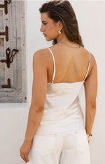 Marci Cream Satin Lace Cami Top Image