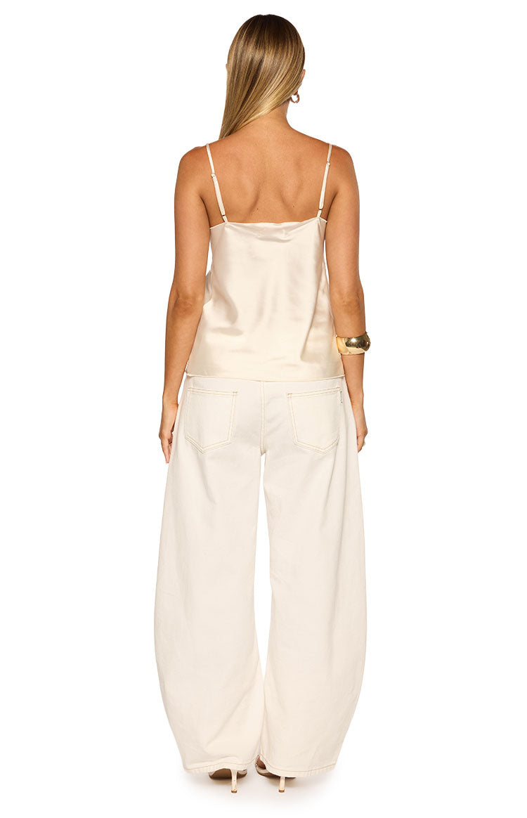 Marci Cream Satin Lace Cami Top Image