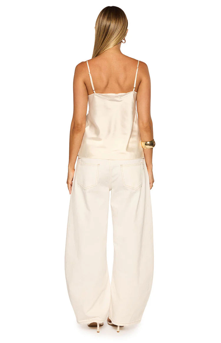 Marci Cream Satin Lace Cami Top