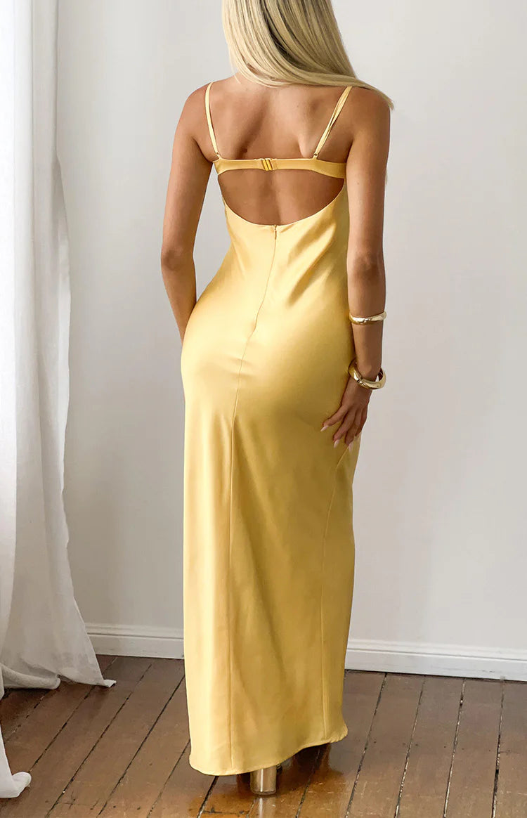 Mariana Yellow Lace Bust Midi Dress