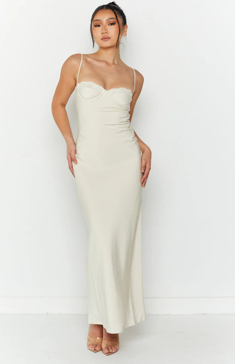Mariana Cream Lace Bust Midi Dress - US 16 | Beginning Boutique Exclusive Mariana Cream Lace Bust Midi Dress - US 16 | Beginning Boutique Exclusive