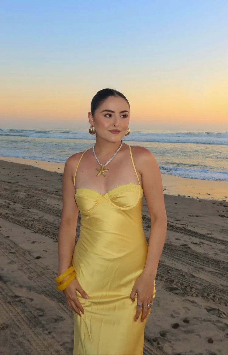 Mariana Yellow Lace Bust Midi Dress | Beginning Boutique US Mariana Yellow Lace Bust Midi Dress | Beginning Boutique US