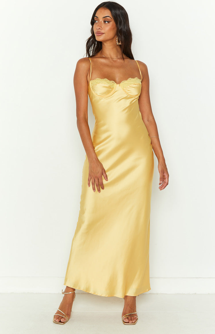 yellow midi formal dress Mariana Lace Bust - US 6 Exclusive - Womens
