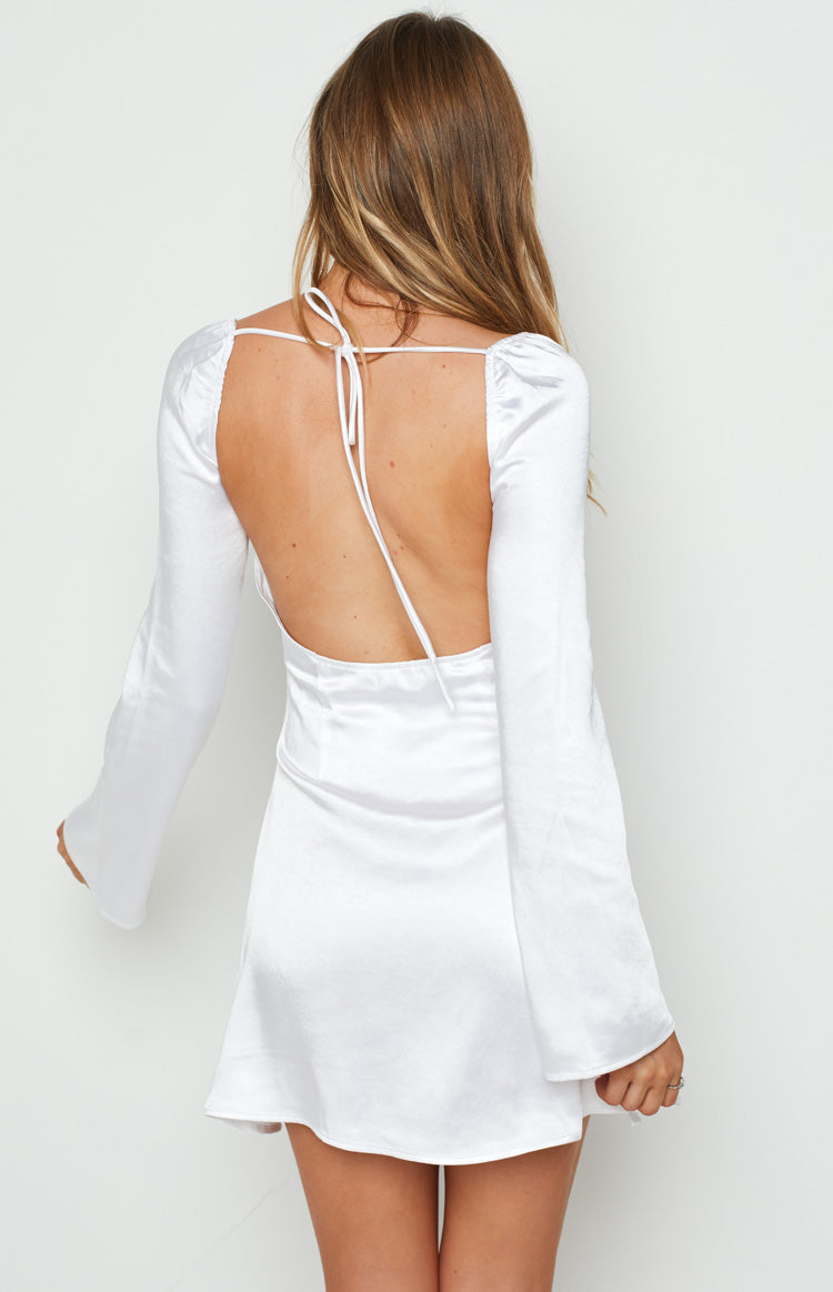 Leyna White Mesh Long Sleeve Dress, | Shop Mini Dresses by Beginning Boutique