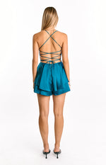 Marleen Teal Tie Back Party Playsuit Image