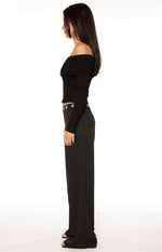 Marlin Black Off Shoulder Long Sleeve Top