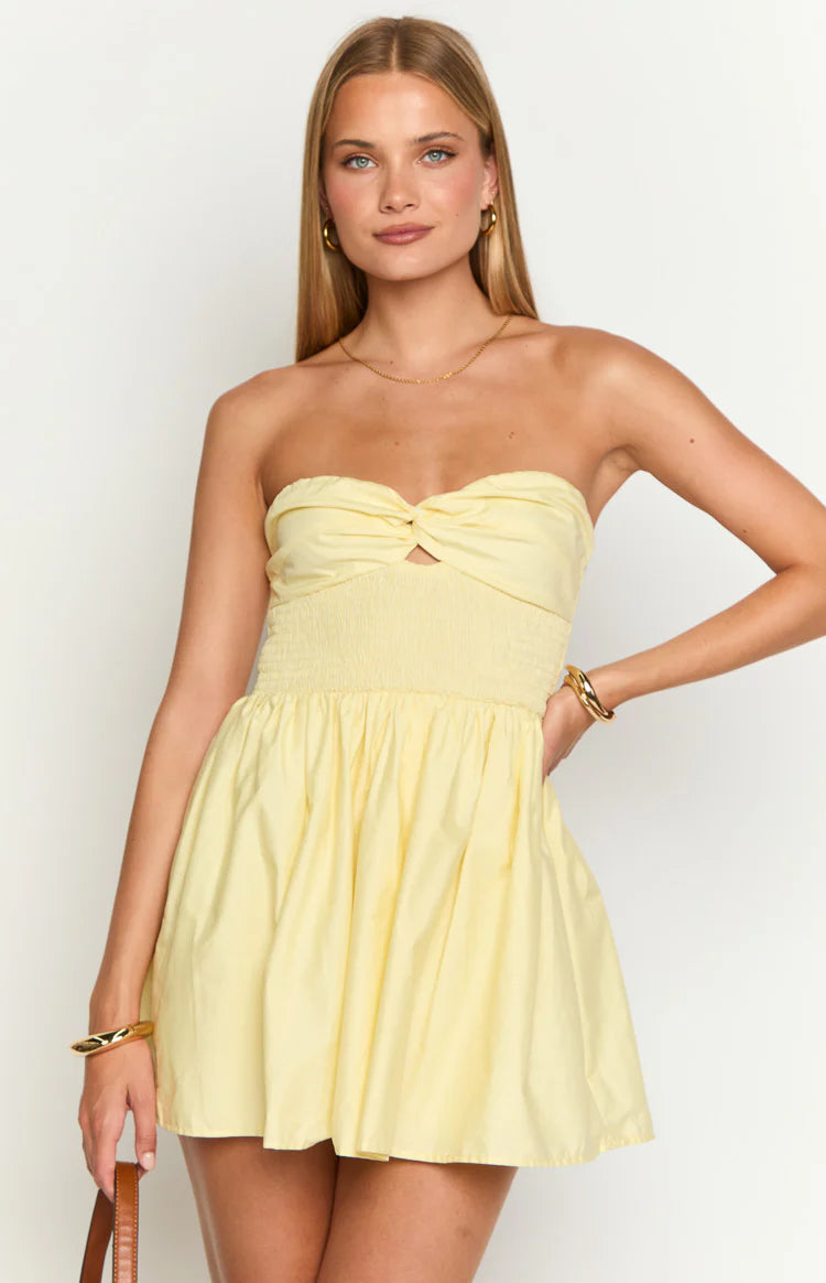 lorinda mini dress yellow Matilda Yellow Mini Dress - US 10