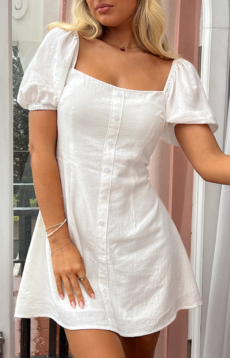 Maysen White Cap Sleeve Mini Dress Image