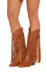 Meadow Tan Fringe Cowboy Boots Image