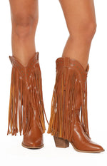Meadow Tan Fringe Cowboy Boots Image