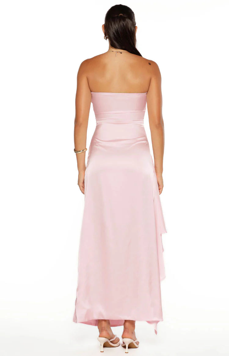 Merlo Light Pink Strapless Formal Maxi Dress - US 6