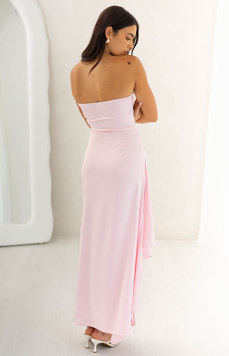 Merlo Light Pink Strapless Formal Maxi Dress - US 6
