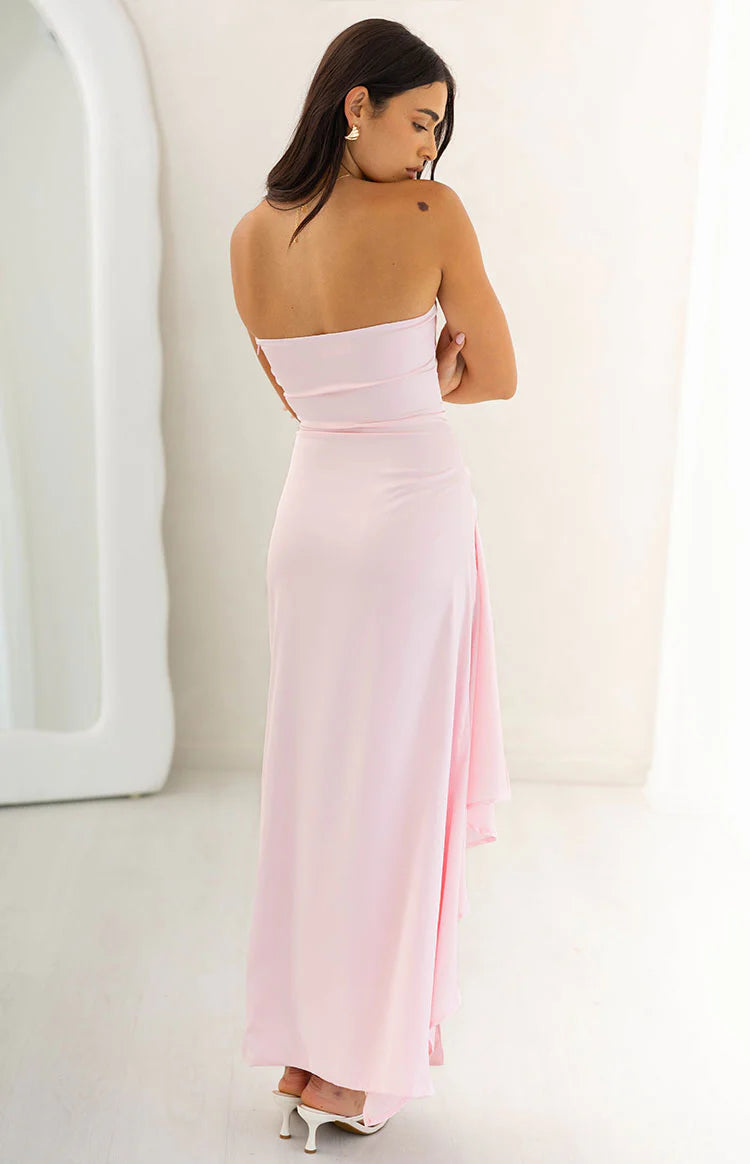 Merlo Light Pink Strapless Formal Maxi Dress - US 6