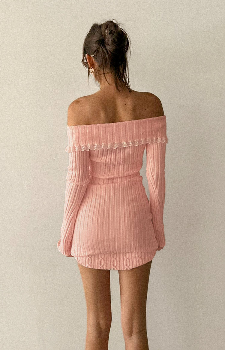 Pink Off Shoulder Mini Dress