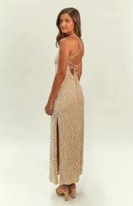 Miranda Gold Velvet Formal Maxi Dress - US 14 | Beginning Boutique Exclusive Miranda Gold Velvet Formal Maxi Dress - US 14 | Beginning Boutique Exclusive