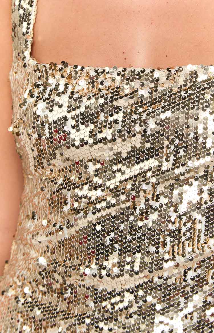 Mirror Gold Sequin Maxi Dress - US 14