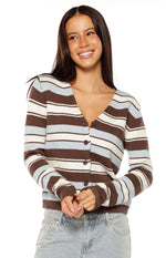 Misha Brown and Blue Stripe Button Down Cardigan