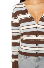 Misha Brown and Blue Stripe Button Down Cardigan