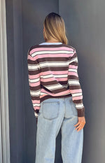 Misha Pink Stripe Button Down Cardigan