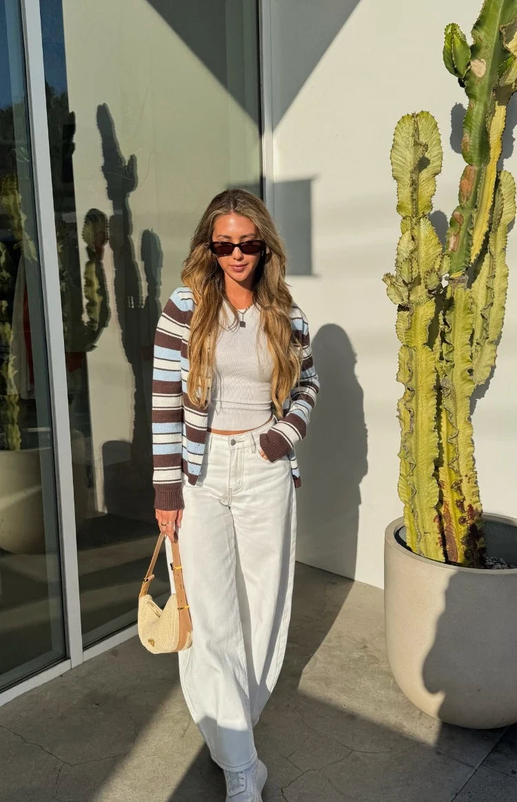 Misha Brown and Blue Stripe Button Down Cardigan