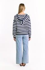 Mollie Navy Stripe Knit Zip Sweater Image