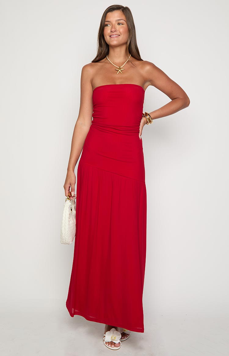 Morrigan Red Strapless Maxi Dress - US 4 | Beginning Boutique Exclusive Morrigan Red Strapless Maxi Dress - US 4 | Beginning Boutique Exclusive
