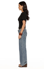 Muriel Black Ruched Waist Jersey Top Image