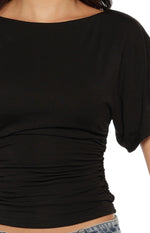 Muriel Black Ruched Waist Jersey Top Image