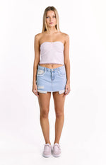 Muse Pink and White Polka Dot Strapless Top