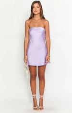 Mylee Lilac Satin Strapless Mini Dress