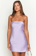 Mylee Lilac Satin Strapless Mini Dress