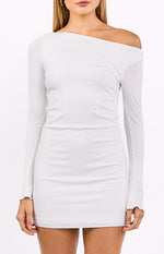 Myles White Long Sleeve Drop Shoulder Mini Dress Image