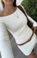Myles White Long Sleeve Drop Shoulder Mini Dress Image