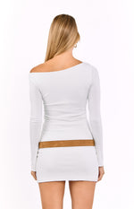 Myles White Long Sleeve Drop Shoulder Mini Dress Image