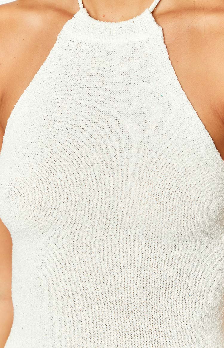 white knit long dress SEROYA Serenade Knit Maxi Dress in Cream
