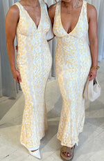 Farida Yellow Lace Maxi Dress