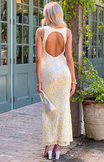 Farida Yellow Lace Maxi Dress