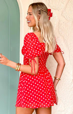 Danyal Red Polka Dot Mini Dress