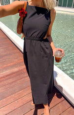 Kensie Black Backless Midi Dress