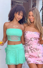 Stay Teal Strapless Lace Corset Top