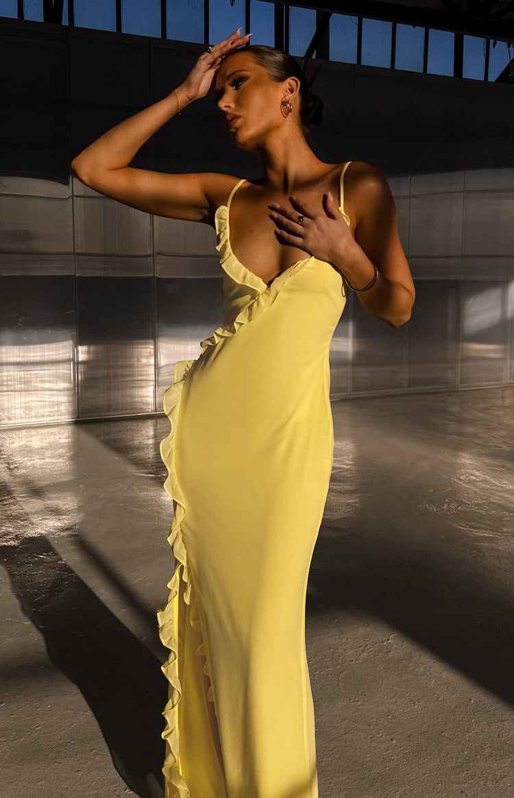 Nahanee Yellow Ruffle Maxi Dress Image
