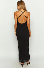 Naomi Black Chiffon Maxi Dress