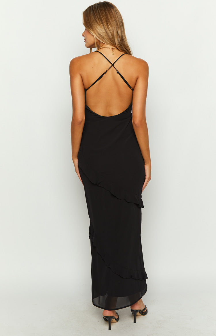 Naomi Black Chiffon Maxi Dress - US 10 | Beginning Boutique Exclusive Naomi Black Chiffon Maxi Dress - US 10 | Beginning Boutique Exclusive