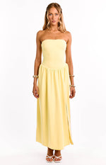 Nate Yellow Strapless Formal Maxi Dress Image