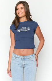 Navy Car Baby Tee